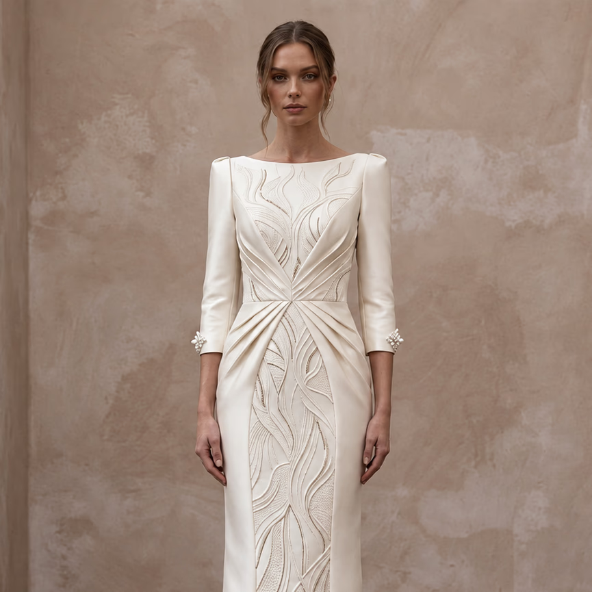 Sophisticated Satin Bridal Gown for a Mature Bride