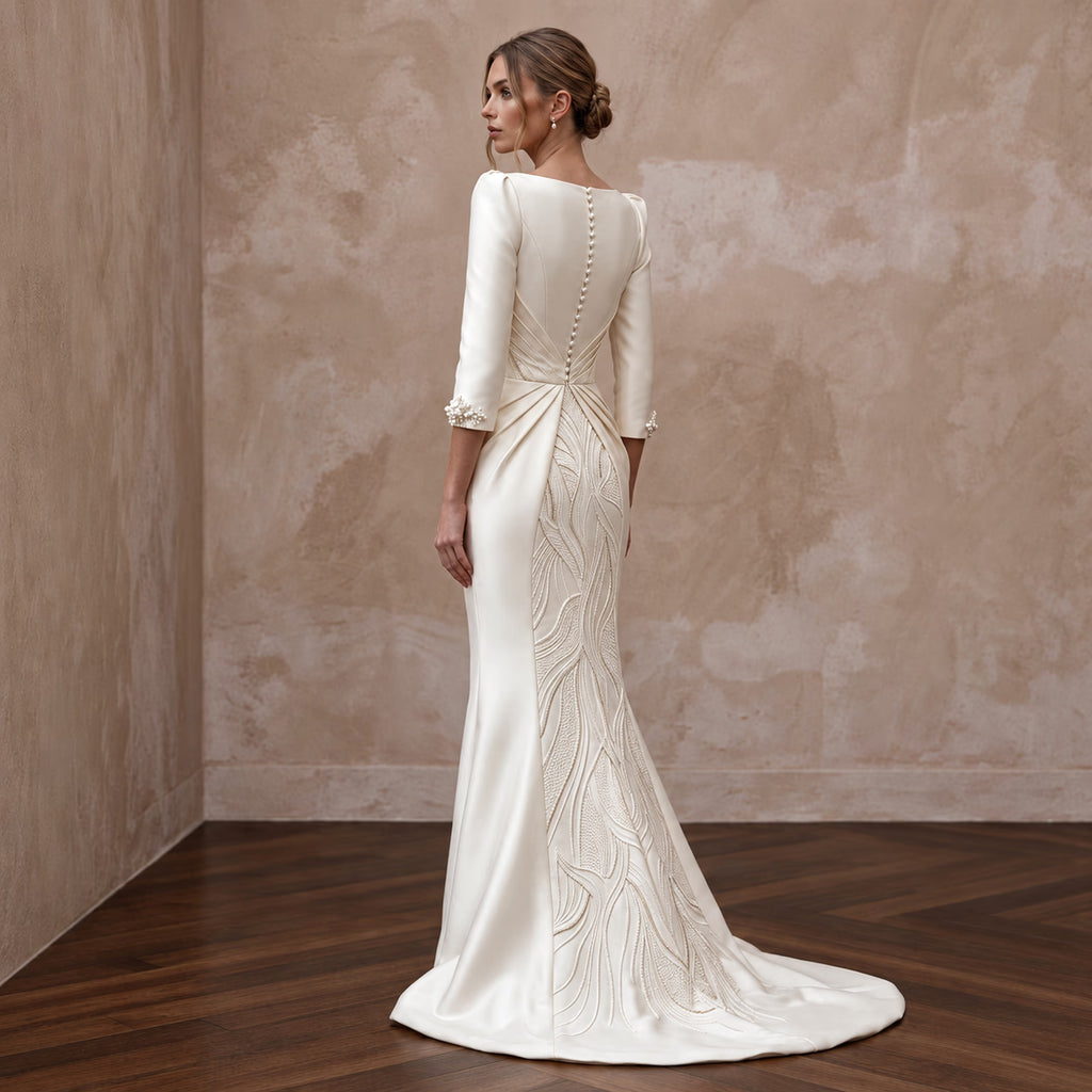 Sophisticated Satin Bridal Gown for a Mature Bride