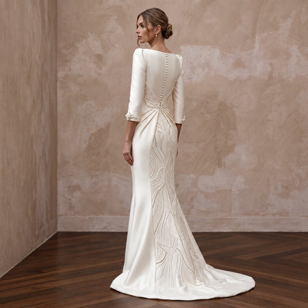 Sophisticated Satin Bridal Gown for a Mature Bride