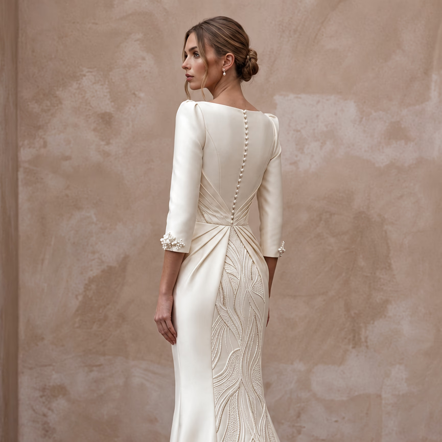 Sophisticated Satin Bridal Gown for a Mature Bride