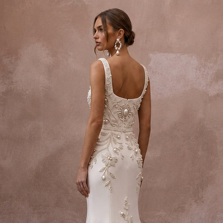 Sophisticated Wedding Dresses with Hand - Beaded Floral Patterns - Apparel & Accessories > Clothing > Wedding & Bridal Party Dresses > Wedding Dresses - Mignonette Bridal