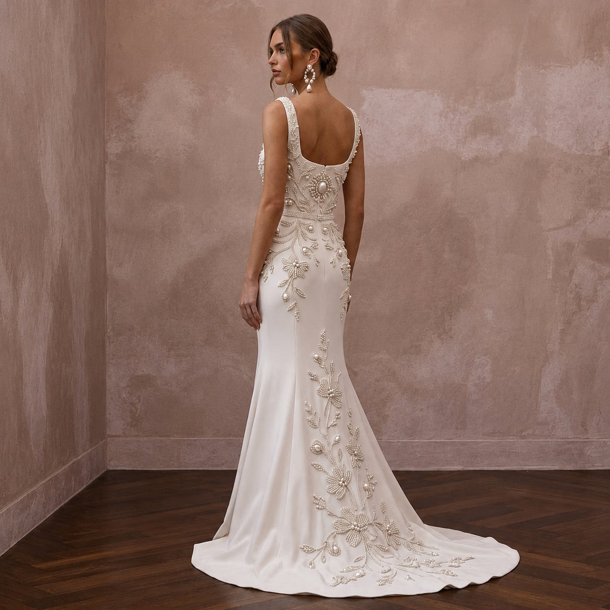 Sophisticated Wedding Dresses with Hand-Beaded Floral Patterns Secondary image