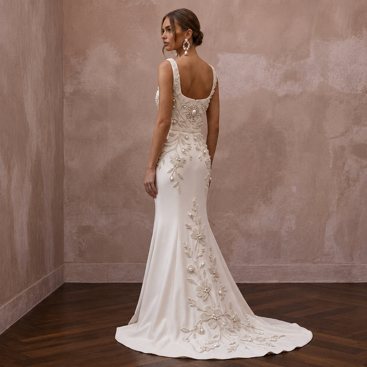 Sophisticated Wedding Dresses with Hand-Beaded Floral Patterns Secondary image