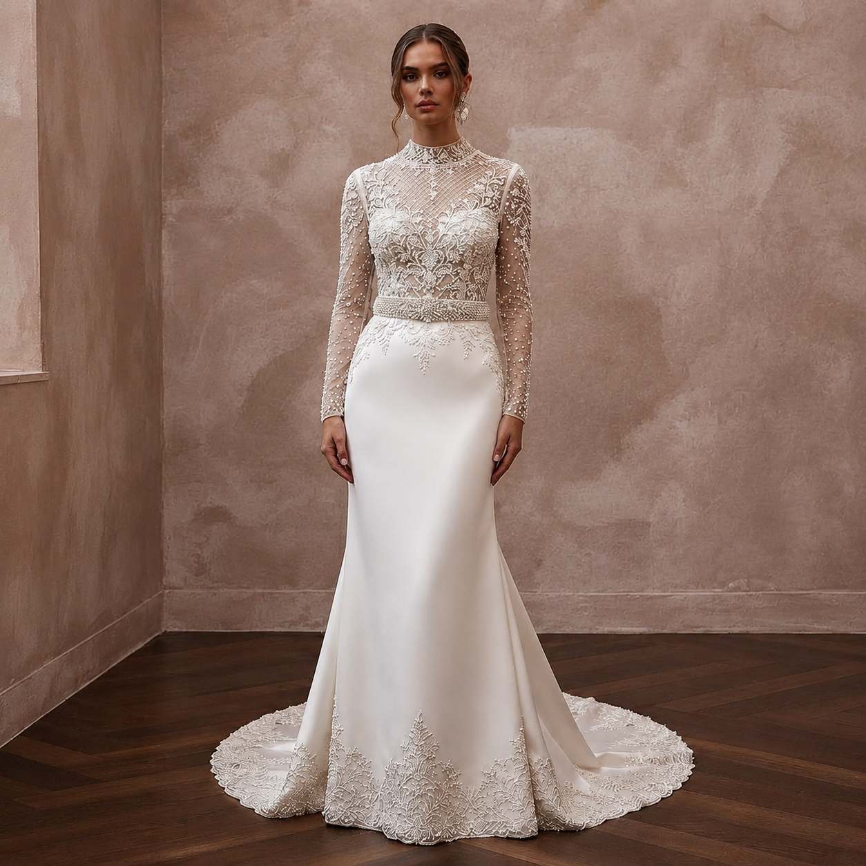 Sophisticated Wedding Dresses with Handcrafted Pearl Embroidery Main image