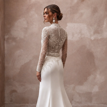 Sophisticated Wedding Dresses with Handcrafted Pearl Embroidery