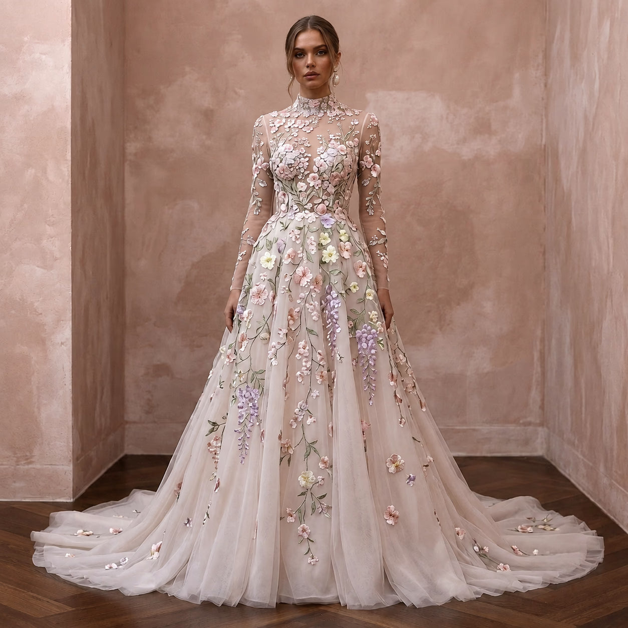 Spring Wedding Dresses with Bloom - Inspired Embroidery - Apparel & Accessories > Clothing > Wedding & Bridal Party Dresses > Wedding Dresses - Mignonette