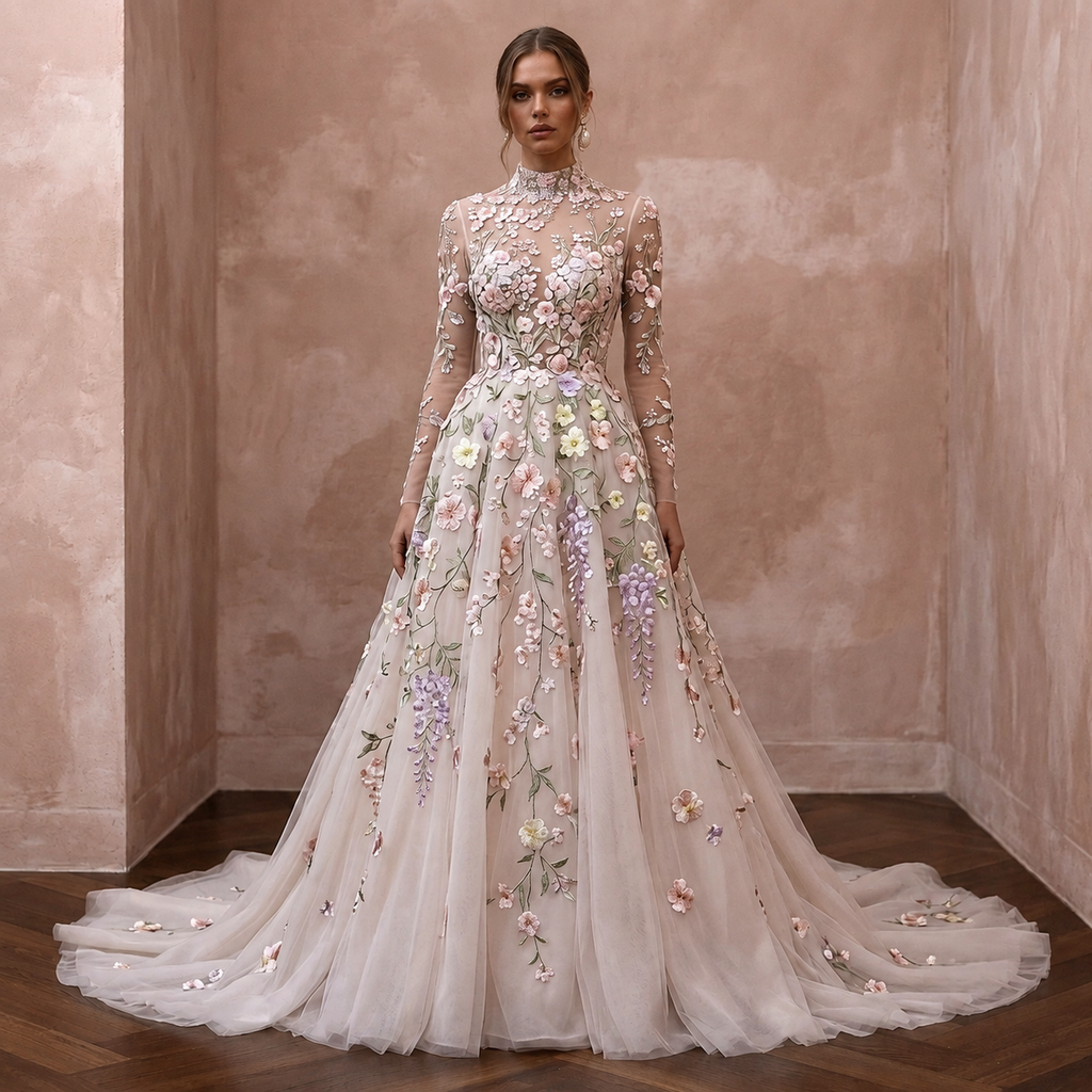 Spring Wedding Dresses with Bloom-Inspired Embroidery