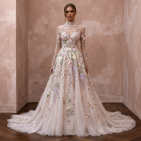 Spring Wedding Dresses with Bloom-Inspired Embroidery