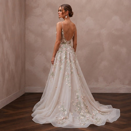 Spring Wedding Dresses with Bloom - Inspired Embroidery - Apparel & Accessories > Clothing > Wedding & Bridal Party Dresses > Wedding Dresses - Mignonette Bridal