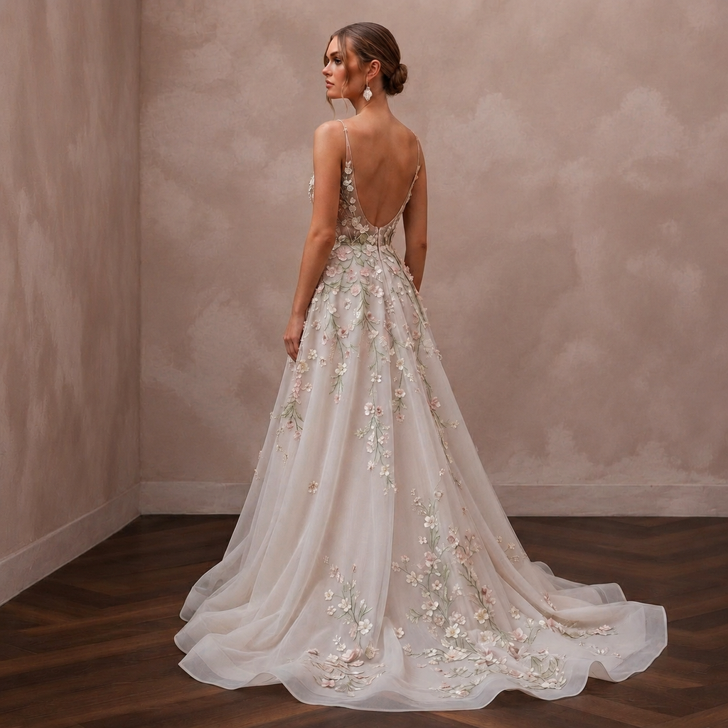 Spring Wedding Dresses with Bloom-Inspired Embroidery