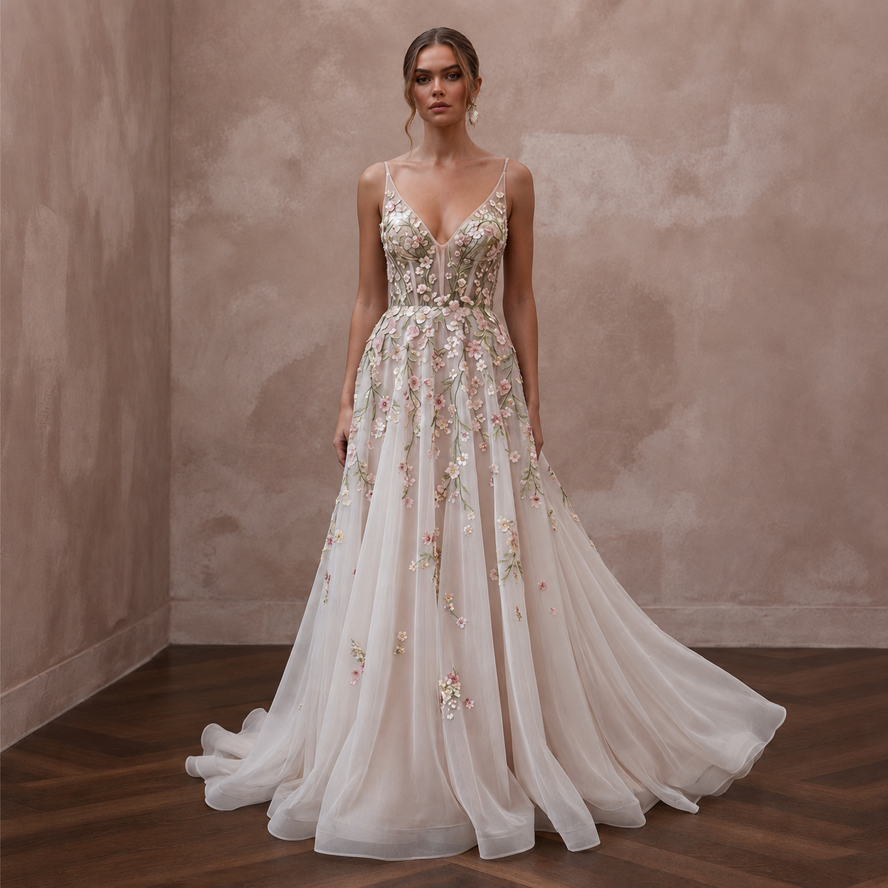 Spring Wedding Dresses with Bloom-Inspired Embroidery