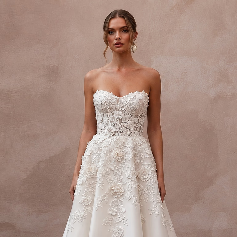 Spring Wedding Dresses with Bloom - Inspired Lace Patterns - Apparel & Accessories > Clothing > Wedding & Bridal Party Dresses > Wedding Dresses - Mignonette Bridal