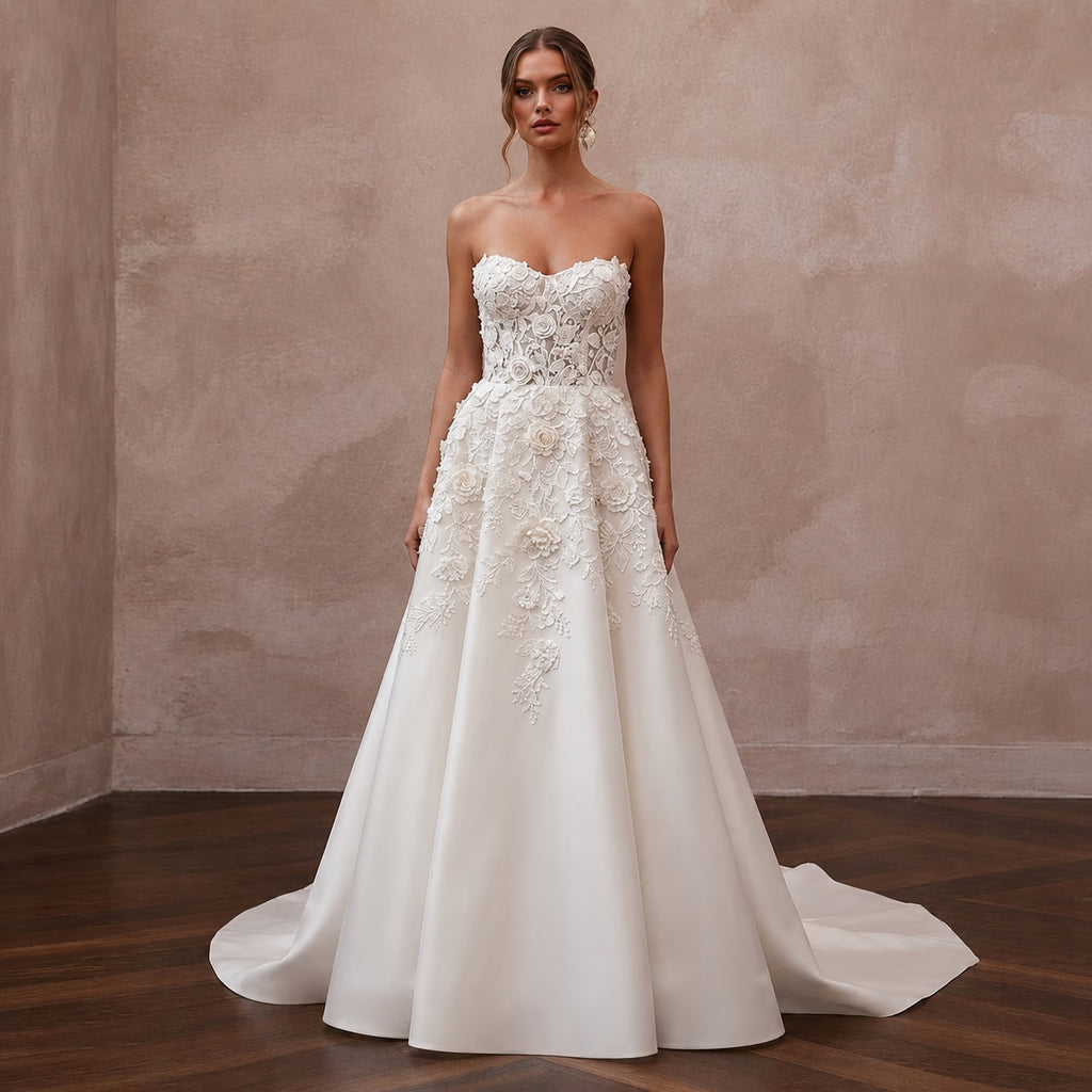 Spring Wedding Dresses with Bloom - Inspired Lace Patterns - Apparel & Accessories > Clothing > Wedding & Bridal Party Dresses > Wedding Dresses - Mignonette Bridal