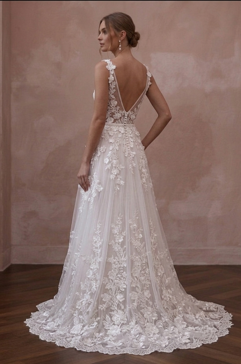Spring Wedding Dresses with Floral Lace Appliqués Secondary image