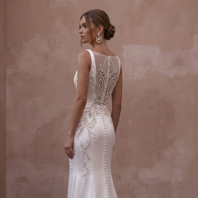 Square Neck Wedding Dresses with Contemporary Satin Finish