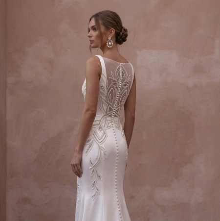 Square Neck Wedding Dresses with Contemporary Satin Finish
