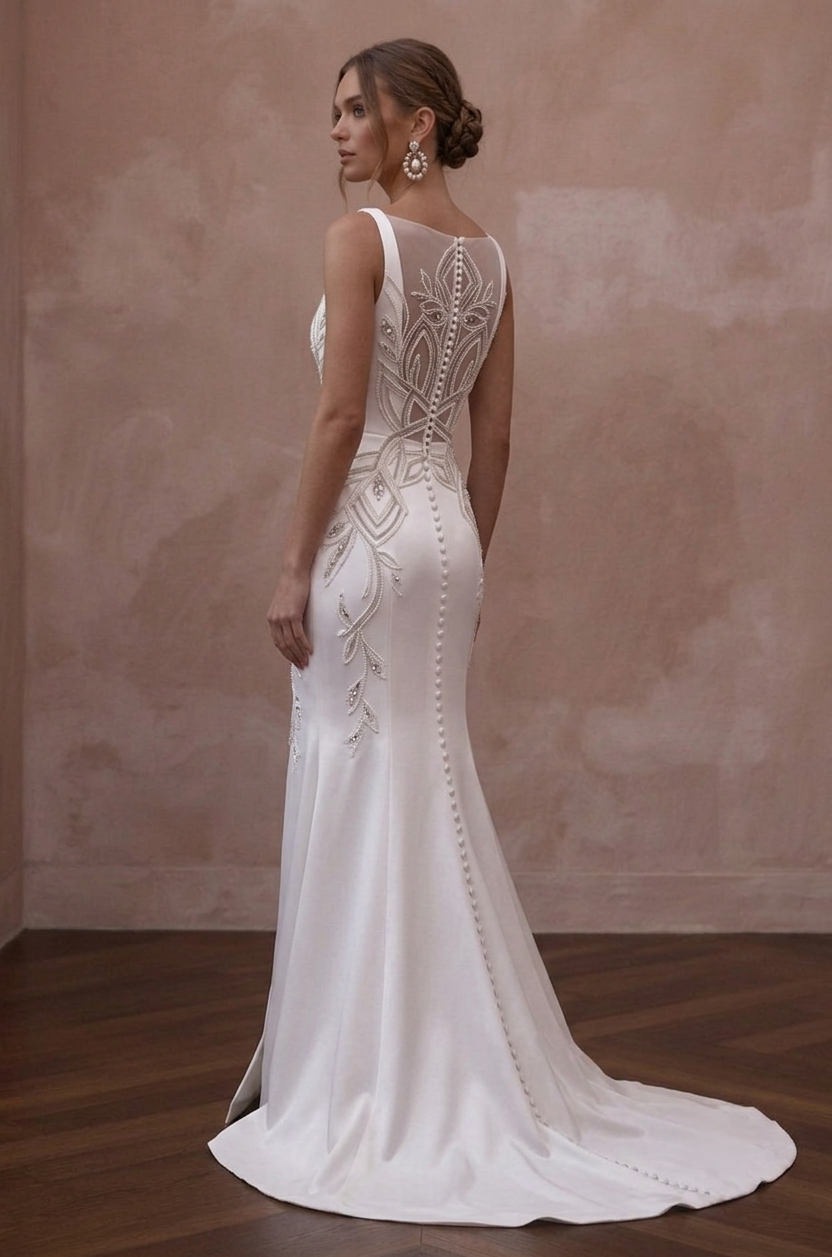 Square Neck Wedding Dresses with Contemporary Satin Finish Secondary image