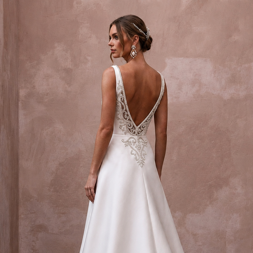 Square Neck Wedding Dresses with Elegant Satin Finish