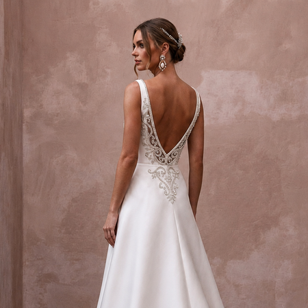 Square Neck Wedding Dresses with Elegant Satin Finish
