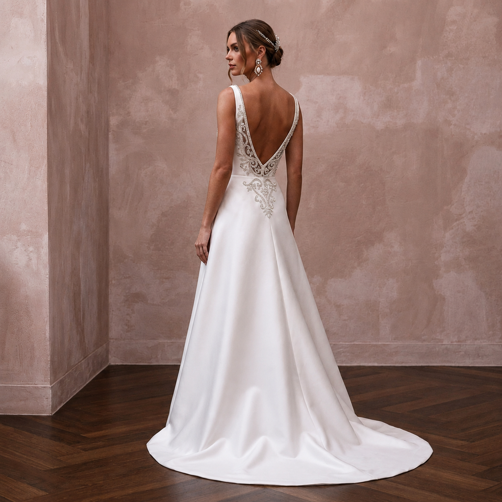 Square Neck Wedding Dresses with Elegant Satin Finish