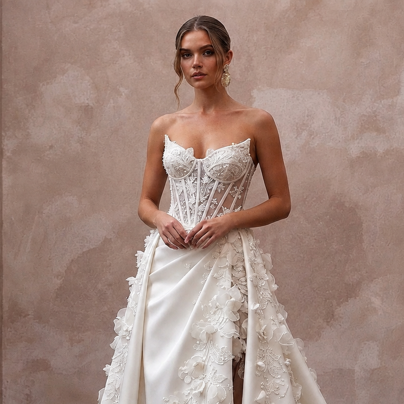 Strapless Wedding Dresses with Elegant Corset Bodices