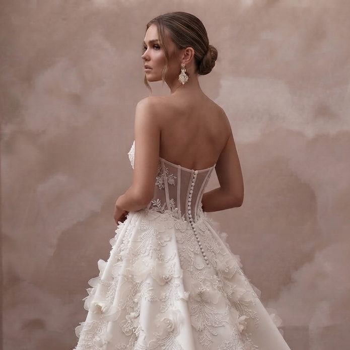 Strapless Wedding Dresses with Elegant Corset Bodices