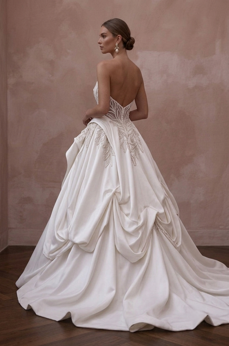 Strapless Wedding Dresses with Elegant Draped Satin