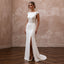 Streamlined Ivory Mikado Slit Sheath for Post - Elopement Celebration - Apparel & Accessories > Clothing > Wedding & Bridal Party Dresses > Wedding Dresses - Mignonette Bridal
