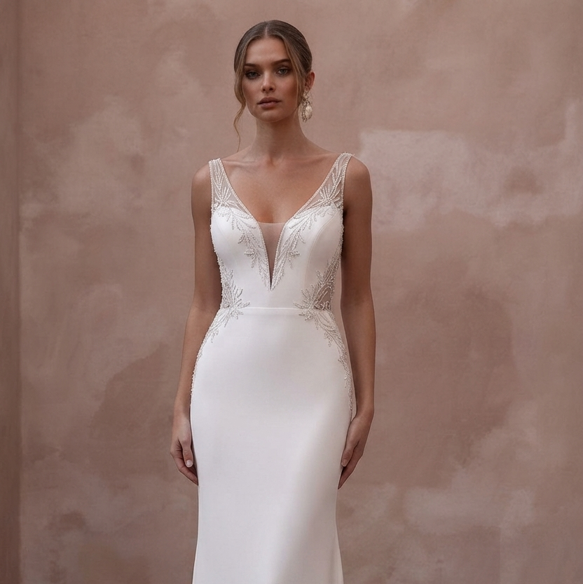 Stretch Crepe Wedding Dresses with Comfortable Fit