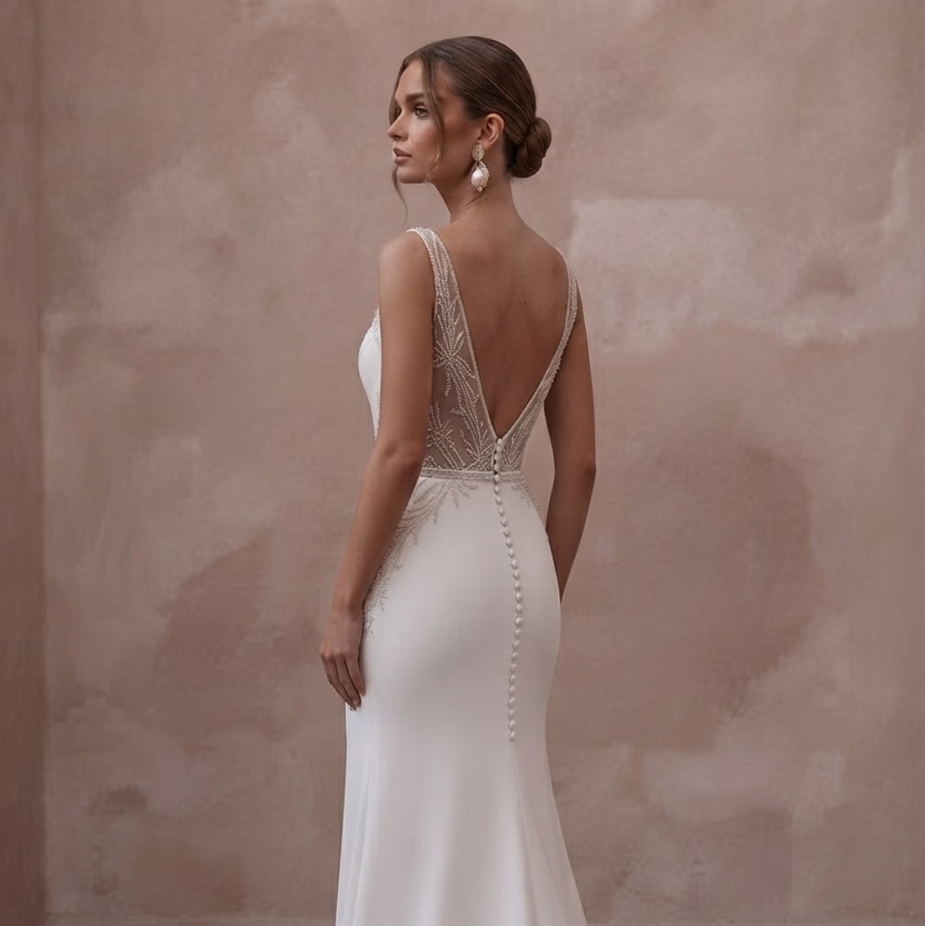 Stretch Crepe Wedding Dresses with Comfortable Fit - Apparel & Accessories > Clothing > Wedding & Bridal Party Dresses > Wedding Dresses - Mignonette