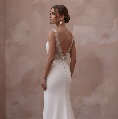 Stretch Crepe Wedding Dresses with Comfortable Fit - Apparel & Accessories > Clothing > Wedding & Bridal Party Dresses > Wedding Dresses - Mignonette
