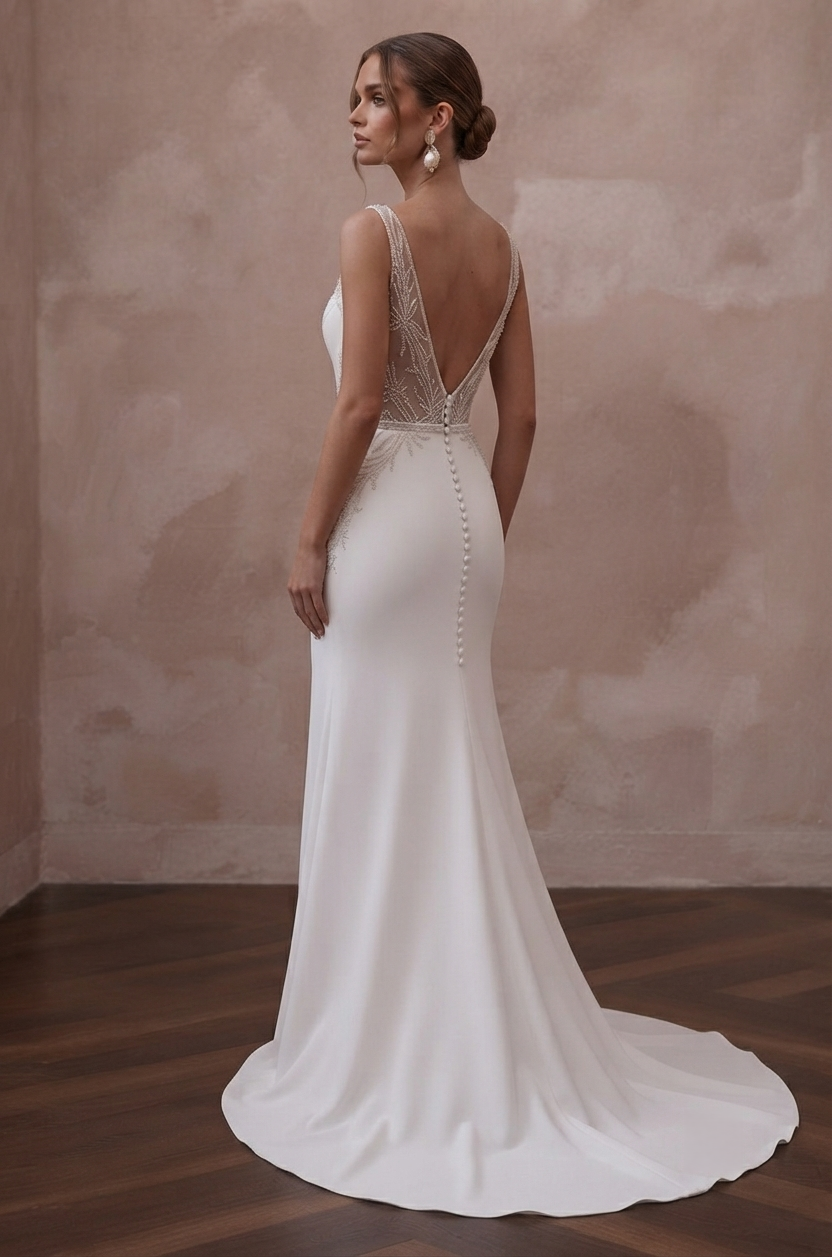 Stretch Crepe Wedding Dresses with Comfortable Fit Secondary image