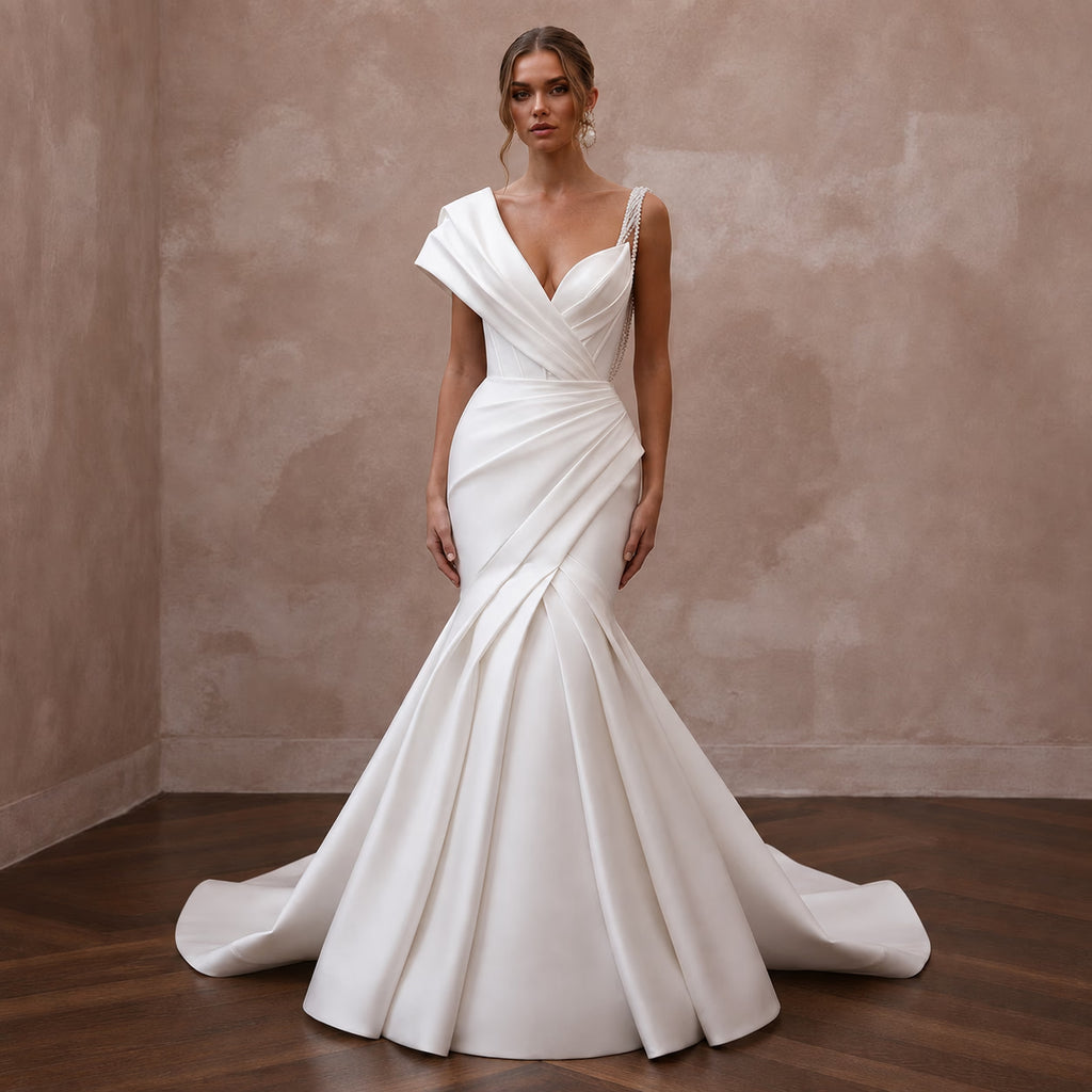 Stretch Mikado Wedding Dresses with Sculpted Silhouettes - Apparel & Accessories > Clothing > Wedding & Bridal Party Dresses > Wedding Dresses - Mignonette
