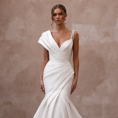 Stretch Mikado Wedding Dresses with Sculpted Silhouettes