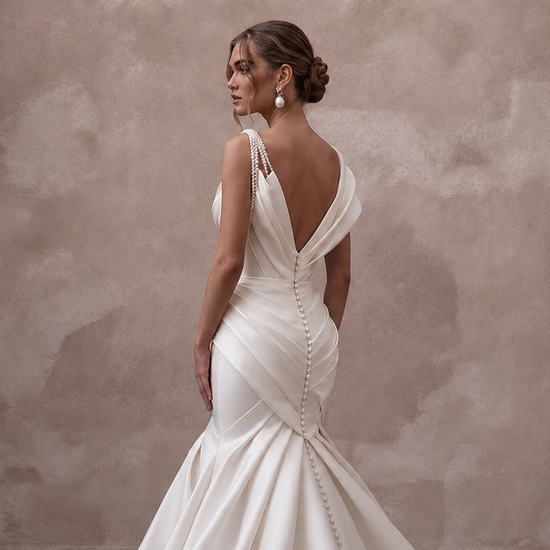Stretch Mikado Wedding Dresses with Sculpted Silhouettes - Apparel & Accessories > Clothing > Wedding & Bridal Party Dresses > Wedding Dresses - Mignonette