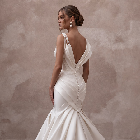 Stretch Mikado Wedding Dresses with Sculpted Silhouettes - Apparel & Accessories > Clothing > Wedding & Bridal Party Dresses > Wedding Dresses - Mignonette
