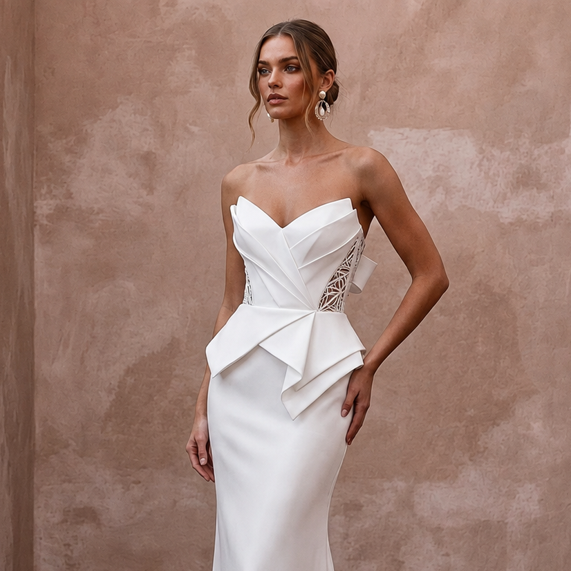 Stretch Satin Wedding Dresses with Sculpted Silhouettes