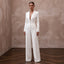 Structured White Faille Tuxedo Jumpsuit for Rehearsal Dinner - Apparel & Accessories > Clothing > Wedding & Bridal Party Dresses > Wedding Dresses - Mignonette Bridal