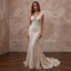 Sultry Blush Stretch Lace Mermaid Wedding Dress for Bridal Shower Brunch