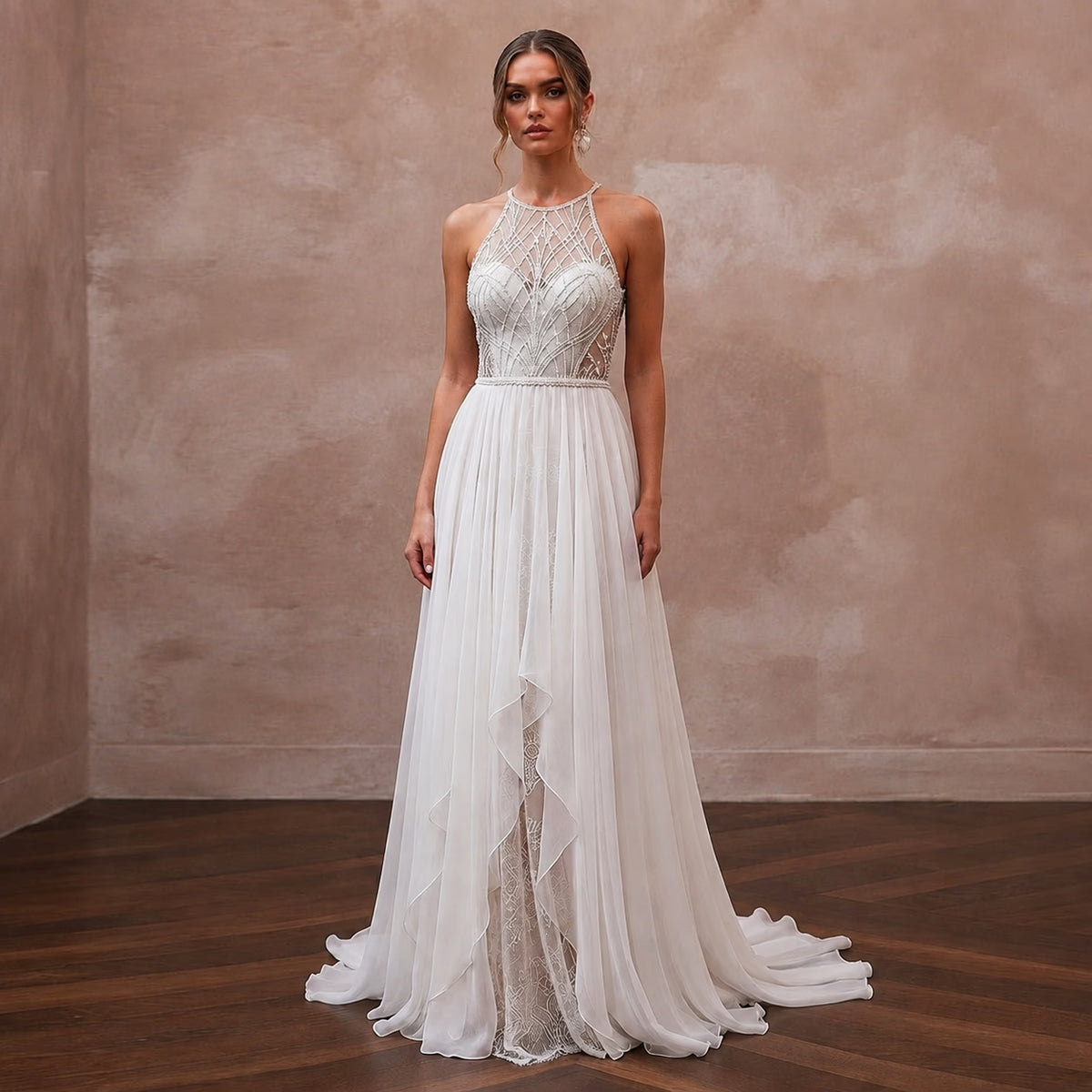 Summer Wedding Dresses with Breathable Chiffon Fabrics - Apparel & Accessories > Clothing > Wedding & Bridal Party Dresses > Wedding Dresses - Mignonette Bridal Main image