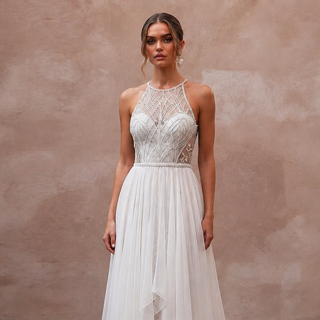 Summer Wedding Dresses with Breathable Chiffon Fabrics - Apparel & Accessories > Clothing > Wedding & Bridal Party Dresses > Wedding Dresses - Mignonette Bridal