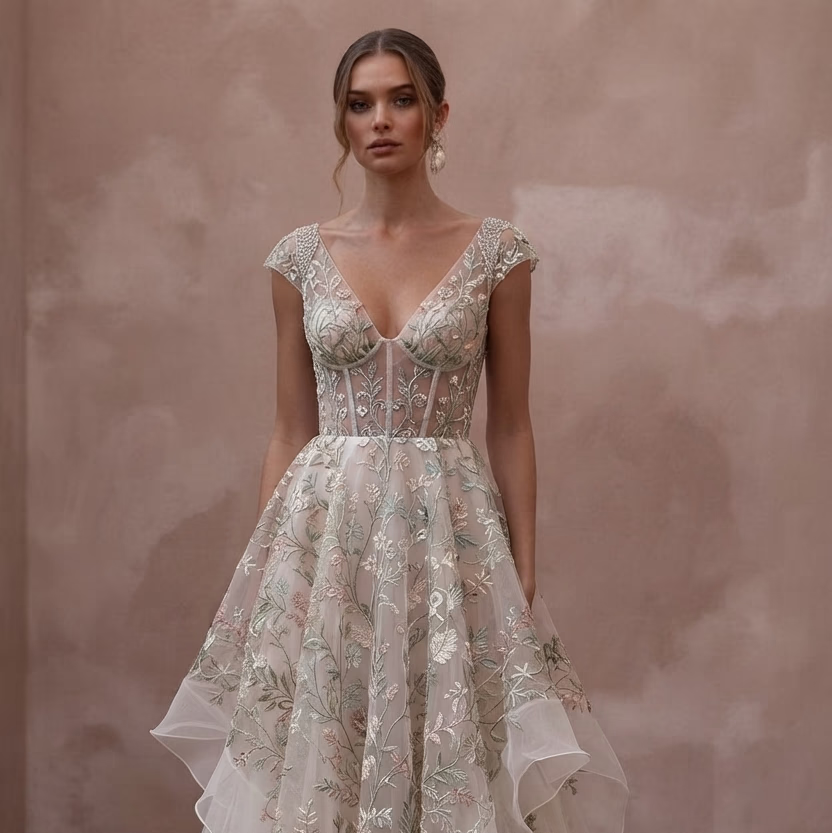 Summer Wedding Dresses with Breathable Organza Fabrics - Apparel & Accessories > Clothing > Wedding & Bridal Party Dresses > Wedding Dresses - Mignonette