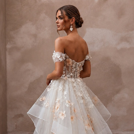 Summer Wedding Dresses with Breathable Organza Layers - Apparel & Accessories > Clothing > Wedding & Bridal Party Dresses > Wedding Dresses - Mignonette