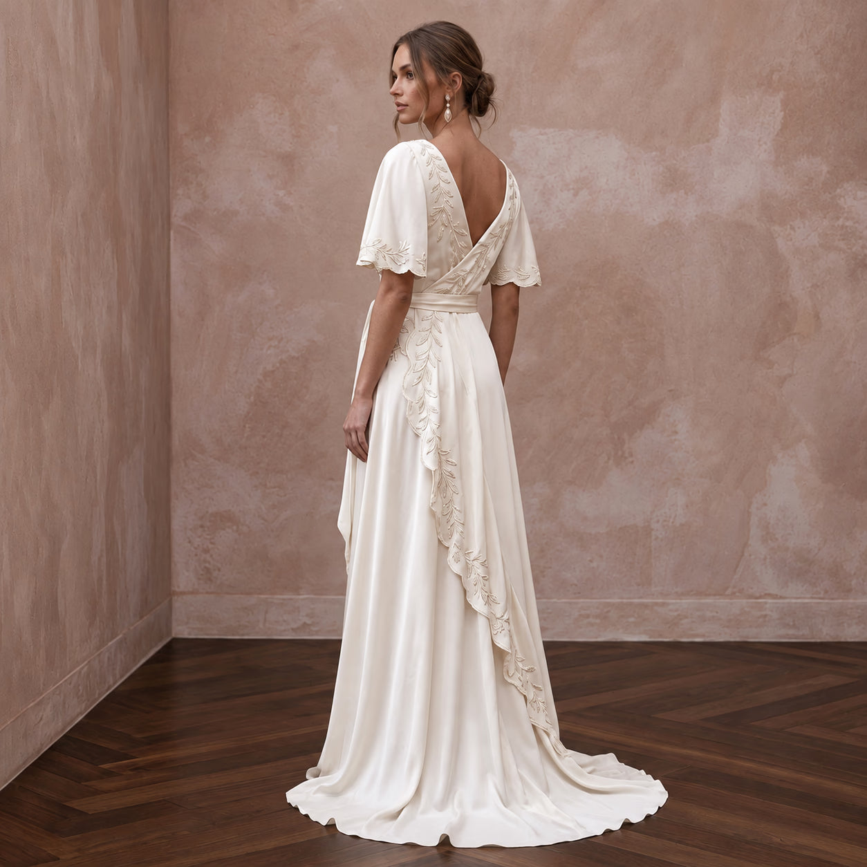Sustainable Ivory Bamboo Silk Wrap Dress for Eco-Friendly Elopement Secondary image