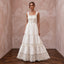 Sustainable Off - White Linen Square Neck Tiered Boho Bridal Dress - Apparel & Accessories > Clothing > Wedding & Bridal Party Dresses > Wedding Dresses - Mignonette Bridal