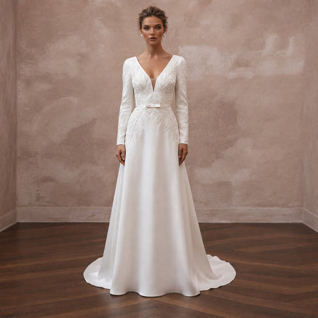 Sustainable Wedding Dresses with Recycled Satin Materials - Apparel & Accessories > Clothing > Wedding & Bridal Party Dresses > Wedding Dresses - Mignonette