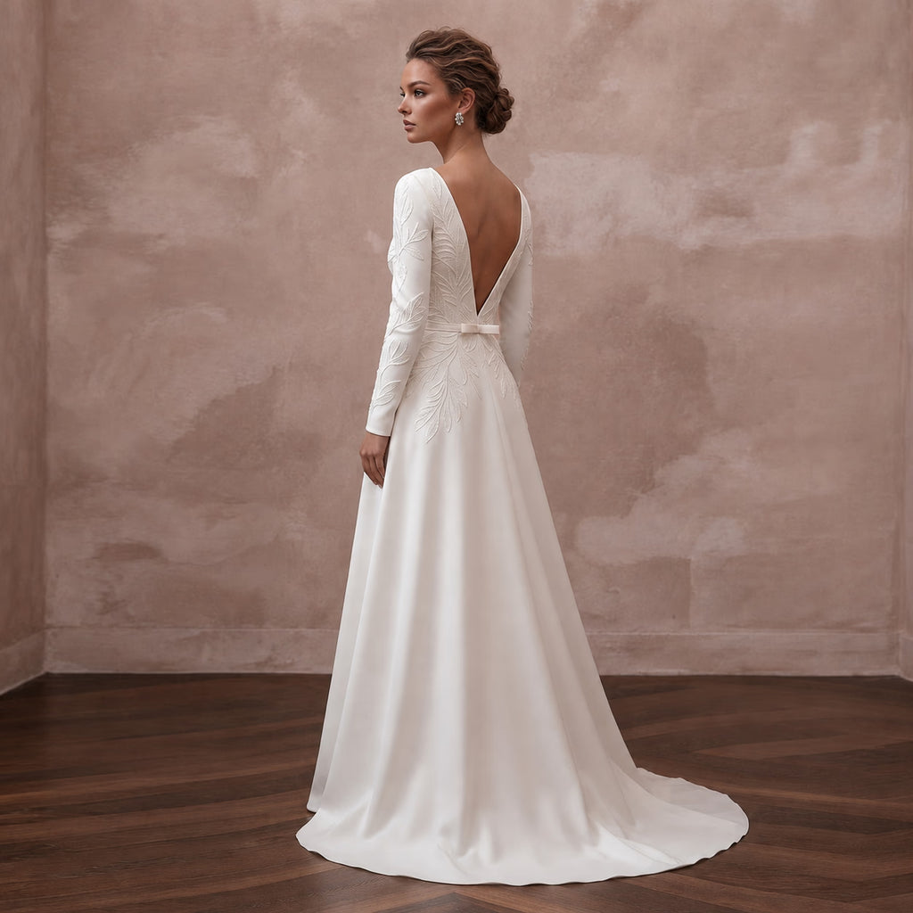 Sustainable Wedding Dresses with Recycled Satin Materials - Apparel & Accessories > Clothing > Wedding & Bridal Party Dresses > Wedding Dresses - Mignonette