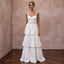 Sustainable White Linen Blend Tiered Skirt Boho Beach Bridal Gown - Apparel & Accessories > Clothing > Wedding & Bridal Party Dresses > Wedding Dresses - Mignonette Bridal