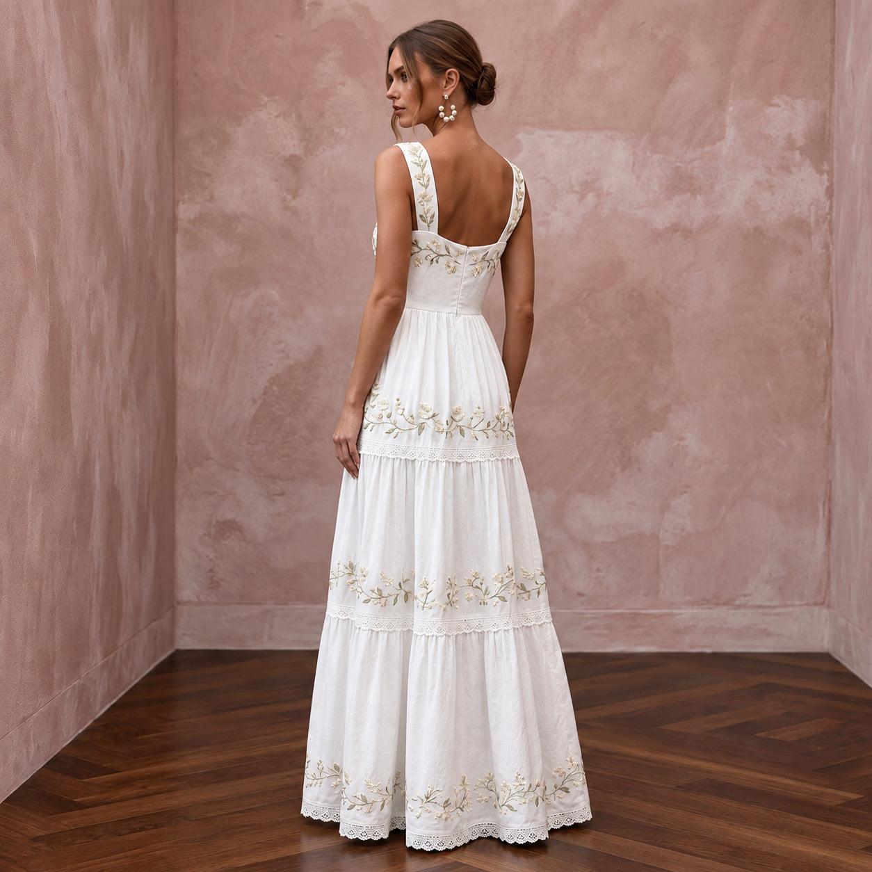 Sustainable White Organic Cotton Tiered Dress for Backyard Vow Renewal Secondary image