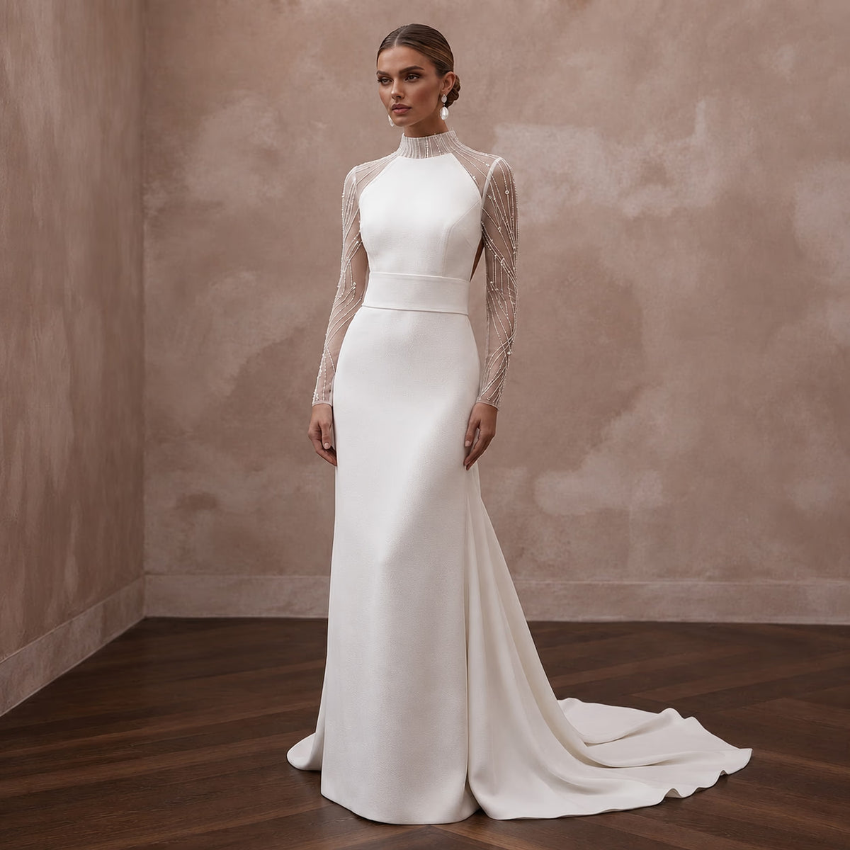 Sweep Train Wedding Dresses with Contemporary Simplicity - Apparel & Accessories > Clothing > Wedding & Bridal Party Dresses > Wedding Dresses - Mignonette Bridal Main image